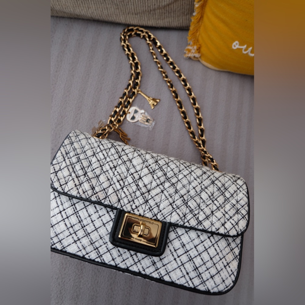 NWT Karl Lagerfeld Tweed Bag - Picture 4 of 7